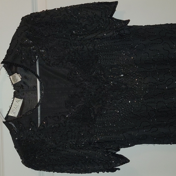 Vintage Beaded/Sequence Scala Gown Prom/Homecoming Goth - Picture 1 of 7